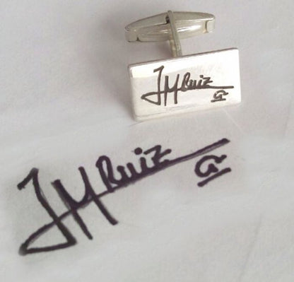 Gemelos de plata rectangulares firma