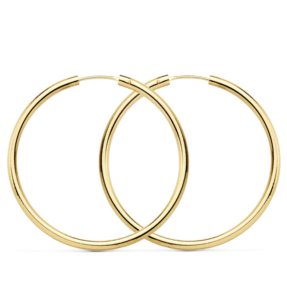 18K PENDIENTES AROS REDONDOS LISOS LIGEROS