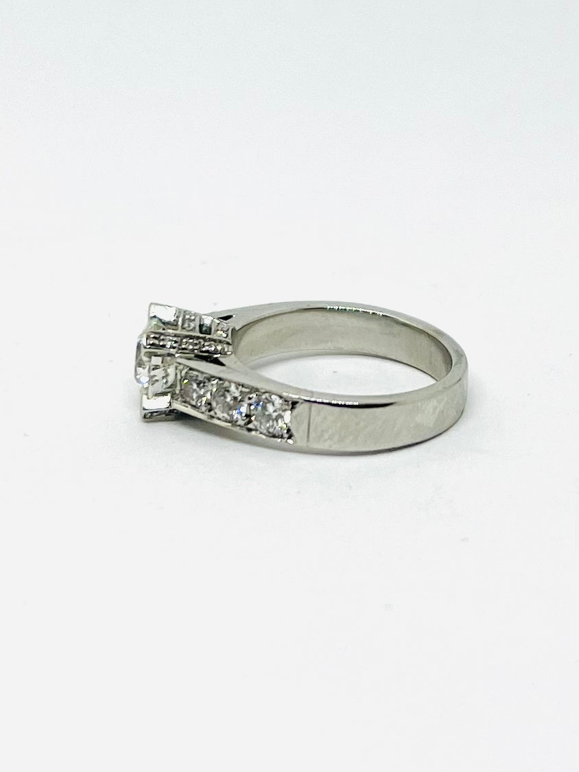 Anillo Oro Blanco 18k Diamante