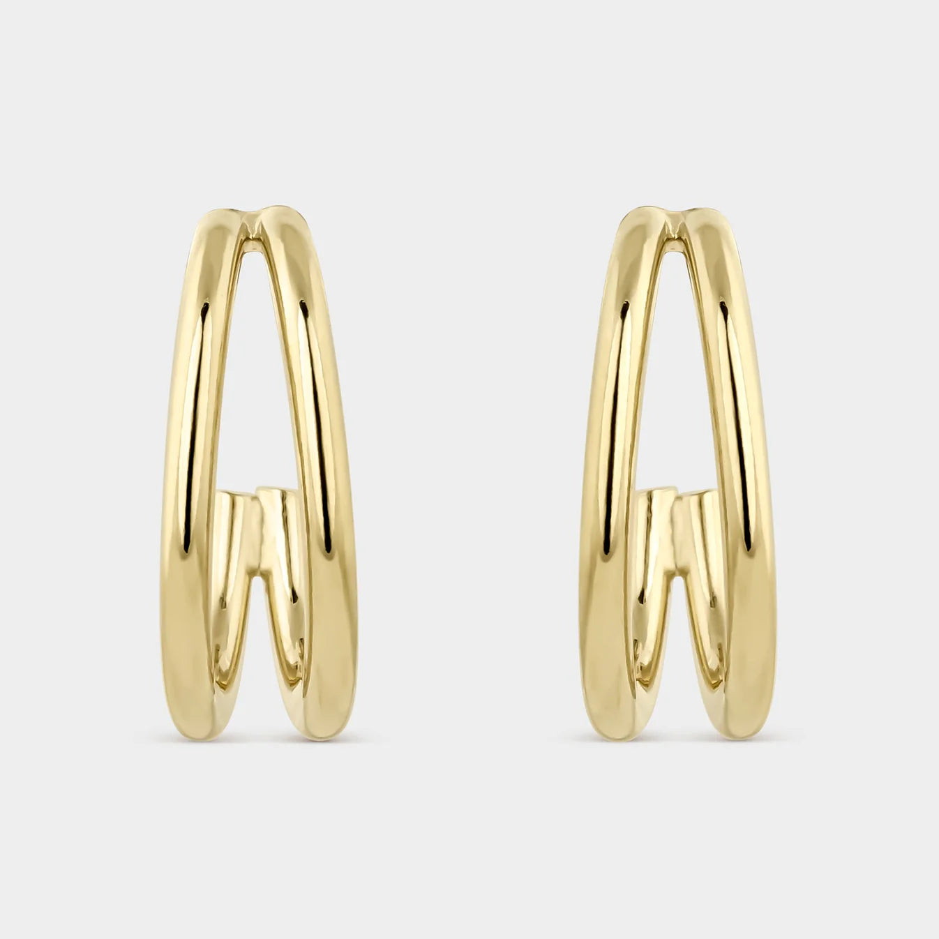 Pendiente doble aro chapado en oro de 10mm