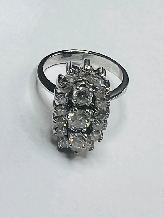 Anillo Oro Blanco 18k y Diamantes